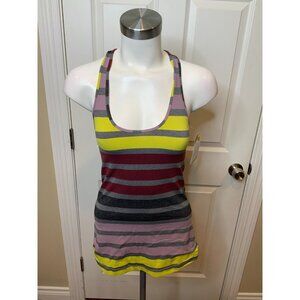 Lululemon Gray Yellow Purple Striped Racer Back Tank Top, Size 2